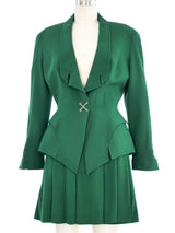 1992 Thierry Mugler Pierced Emerald Skirt Suit