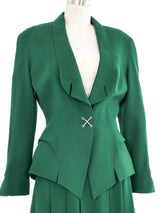 1992 Thierry Mugler Pierced Emerald Skirt Suit