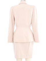 Thierry Mugler Pale Pink Metal Embellished Skirt Suit