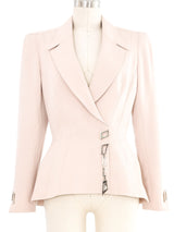 Thierry Mugler Pale Pink Metal Embellished Skirt Suit