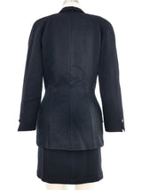 Thierry Mugler Black Houndstooth Brocade Skirt Suit