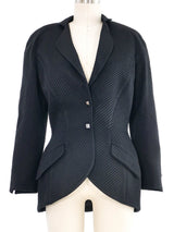 Thierry Mugler Black Houndstooth Brocade Skirt Suit
