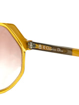 1980s Christian Dior Square Yellow Frame Sunglasses Accessory arcadeshops.com