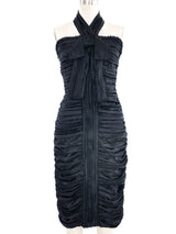 D&G Ruched Black Satin Dress Dress arcadeshops.com