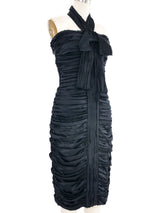 D&G Ruched Black Satin Dress Dress arcadeshops.com