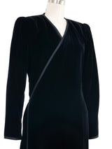 Yves Saint Laurent Rive Gauche Black Velvet Wrap Dress Dress arcadeshops.com
