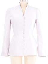 Thierry Mugler Silver Raw Silk Skirt Suit