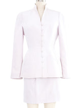 Thierry Mugler Silver Raw Silk Skirt Suit