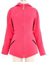 Thierry Mugler Hooded Fuchsia Zip Up Jacket