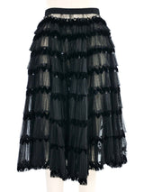 Embellished Black Tulle Ruffle Skirt Bottom arcadeshops.com
