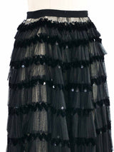 Embellished Black Tulle Ruffle Skirt Bottom arcadeshops.com