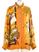 Hermes Memoire d'Hermes Silk Button Front Shirt Top arcadeshops.com