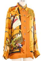 Hermes Memoire d'Hermes Silk Button Front Shirt Top arcadeshops.com