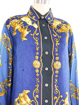 Hermes Cosmos Silk Button Front Shirt Top arcadeshops.com