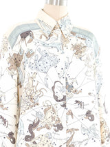 Hermes Zodiaque Silk Button Front Shirt Top arcadeshops.com