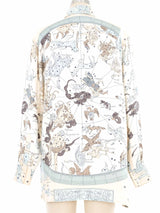 Hermes Zodiaque Silk Button Front Shirt Top arcadeshops.com