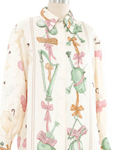Hermes La Danse Silk Button Front Shirt Top arcadeshops.com