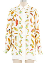 Hermes Plumes Silk Button Front Shirt Top arcadeshops.com