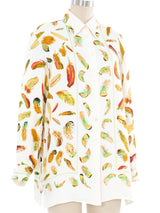 Hermes Plumes Silk Button Front Shirt Top arcadeshops.com