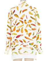 Hermes Plumes Silk Button Front Shirt Top arcadeshops.com