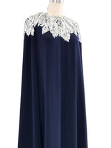 Oscar de la Renta Crystal Accented Caped Gown Dress arcadeshops.com