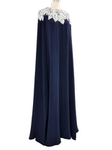 Oscar de la Renta Crystal Accented Caped Gown Dress arcadeshops.com
