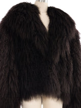 Chocolate Brown Mongolian Fur Coat Jacket arcadeshops.com