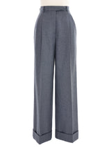 1997 John Galliano Grey Wool Wide Leg Trousers Bottom arcadeshops.com