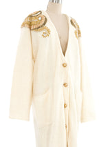 Embellished Ivory Maxi Cardigan Top arcadeshops.com