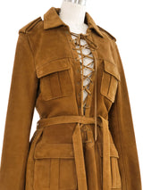 Saint Laurent Suede Lace Up Safari Dress Dress arcadeshops.com