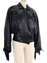 Claude Montana Western Topstitch Fringe Leather Jacket Jacket arcadeshops.com