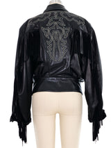 Claude Montana Western Topstitch Fringe Leather Jacket Jacket arcadeshops.com