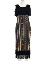 Issey Miyake Pleats Please Tribal Printed Fringe Dress Dress arcadeshops.com