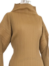 Issey Miyake Pleats Please Khaki Mock Neck Top Top arcadeshops.com