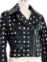 Moschino Mirror Embellished Leather Moto Jacket Jacket arcadeshops.com