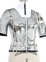 Gucci Silver Sequin Cropped Jacket Jacket arcadeshops.com