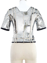 Gucci Silver Sequin Cropped Jacket Jacket arcadeshops.com