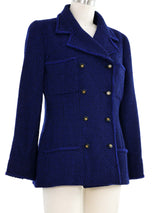 Chanel Blue Tweed Jacket Jacket arcadeshops.com