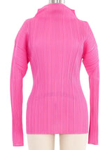 Issey Miyake Pleats Please Pink Mock Neck Top Top arcadeshops.com