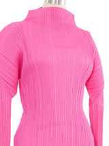 Issey Miyake Pleats Please Pink Mock Neck Top Top arcadeshops.com