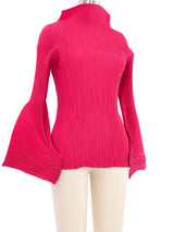 Issey Miyake Raspberry Bell Sleeve Pleated Top Top arcadeshops.com