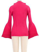 Issey Miyake Raspberry Bell Sleeve Pleated Top Top arcadeshops.com