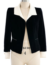 2003 Chanel Silk Lapel Velvet Blazer Jacket arcadeshops.com