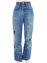 Levis Hand Embroidered Floral Selvedge Denim Bottom arcadeshops.com