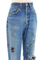 Levis Hand Embroidered Floral Selvedge Denim Bottom arcadeshops.com