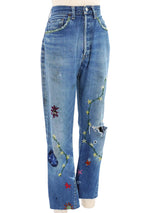 Levis Hand Embroidered Floral Selvedge Denim Bottom arcadeshops.com