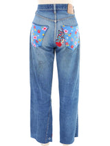 Levis Hand Embroidered Floral Selvedge Denim Bottom arcadeshops.com