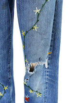 Levis Hand Embroidered Floral Selvedge Denim Bottom arcadeshops.com