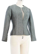 2003 Chanel Metallic Silver Collarless Jacket Jacket arcadeshops.com