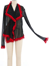 Jean Paul Gaultier Mesh Pinstripe Cardigan Top arcadeshops.com